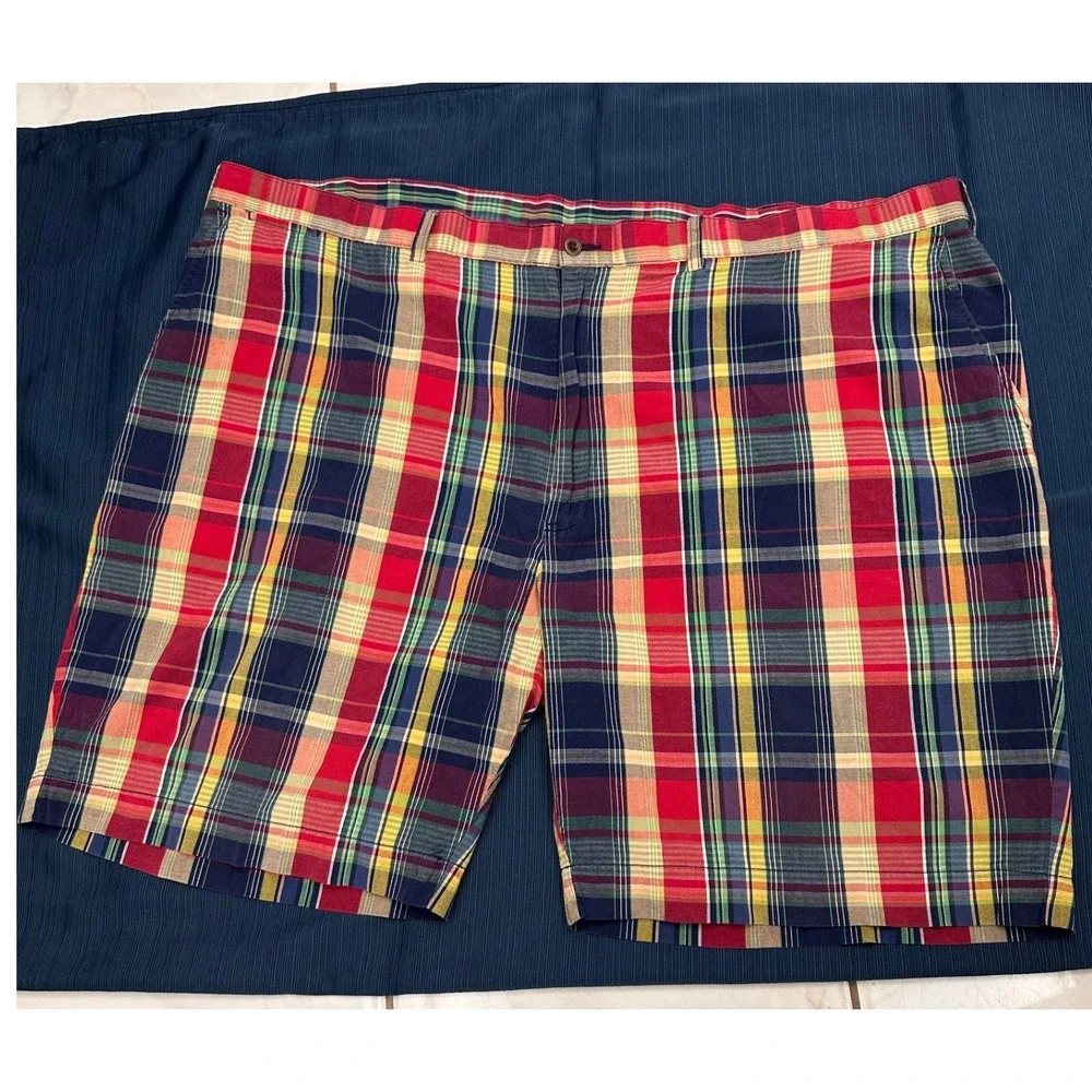 Vtg Polo Ralph Lauren Big Prospect Short Mens 54 Plaid Madras Chino 90s Y2K